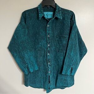 Men’s‎ Vintage Frank Blue Acid Wash Casual Button Down Shirt Size Medium